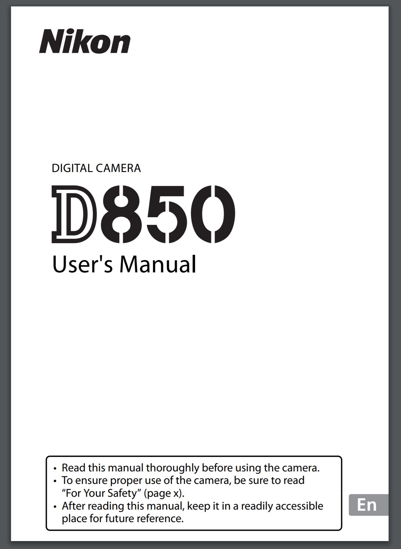 Nikon D850 User’s Manual now Available for Download ! | Camera News at