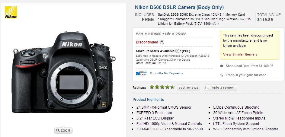 d600 discontinued