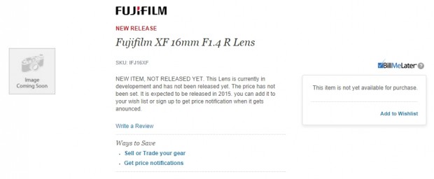 Fujifilm xf 16mm f 1.4