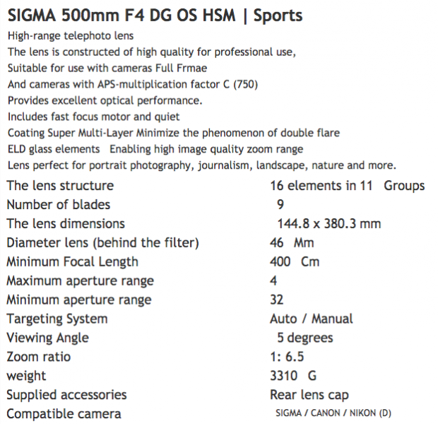 500mm-f4-DG-OS-HSM-lens-specifications