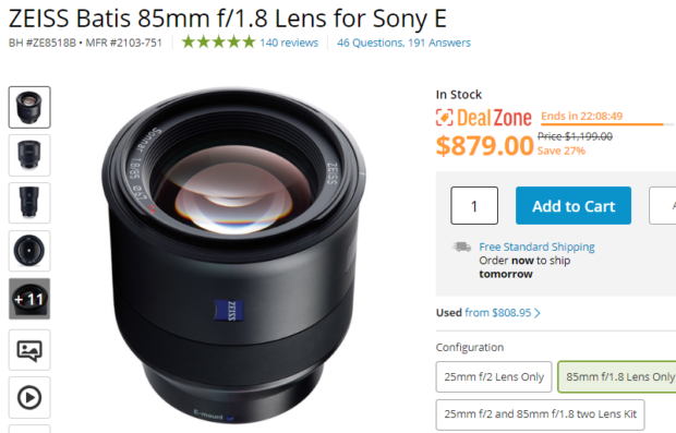 Today’s Hot Deal: Zeiss Batis 85mm F1.8 Lens for $879 at B&H!