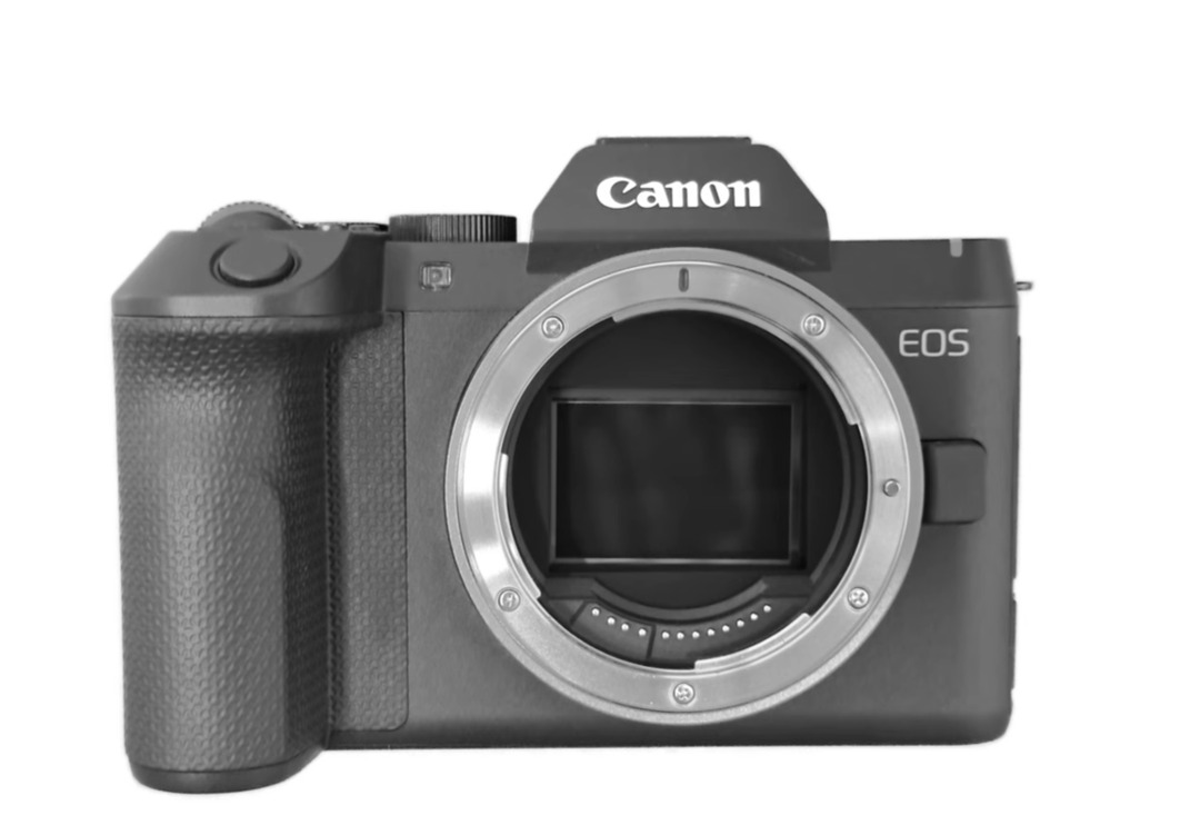 Leaked front view of a Canon EOS R8 Mark II body without a lens