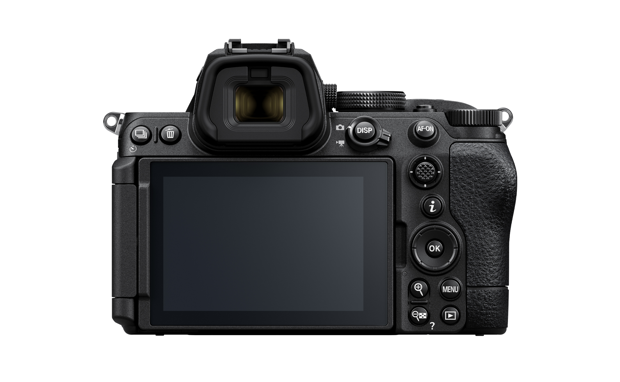 Official rear view of the current Nikon Z5II with a conventional electronic viewfinder