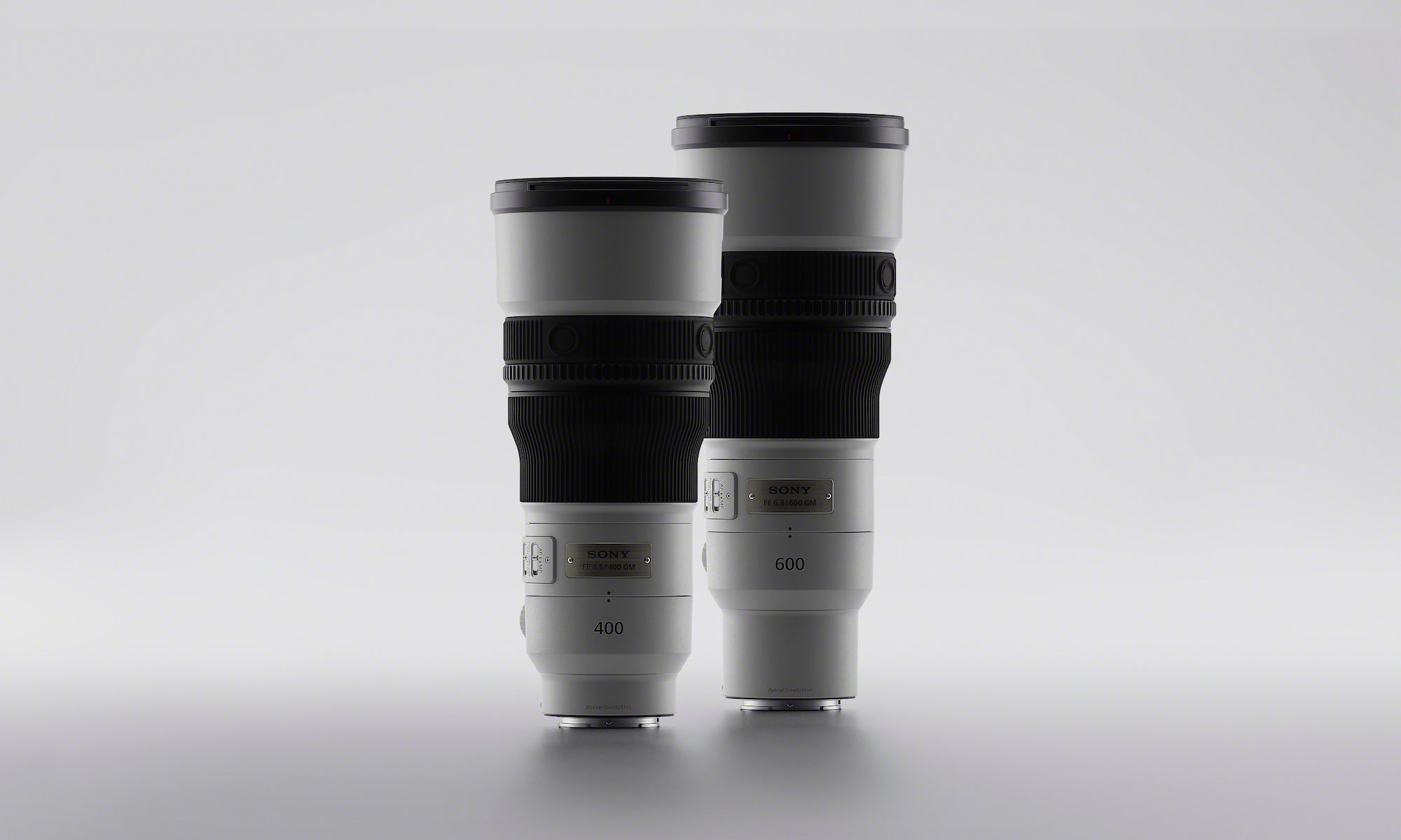 Official product photo of the Sony FE 400mm F4.5 GM OSS and FE 600mm F6.3 GM OSS primes